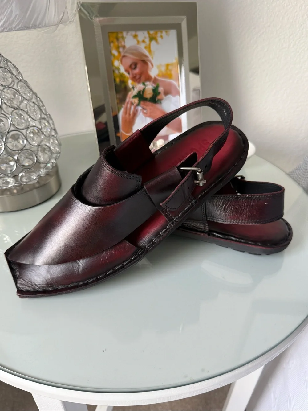 Bareezr Man Men's Leather Slingback Loafers in Burgundy 10.5